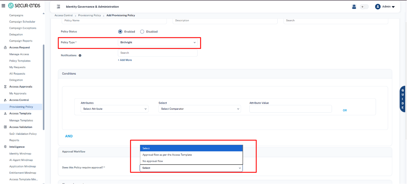 Approval Workflow Configuration for Birthright / Termination Policies