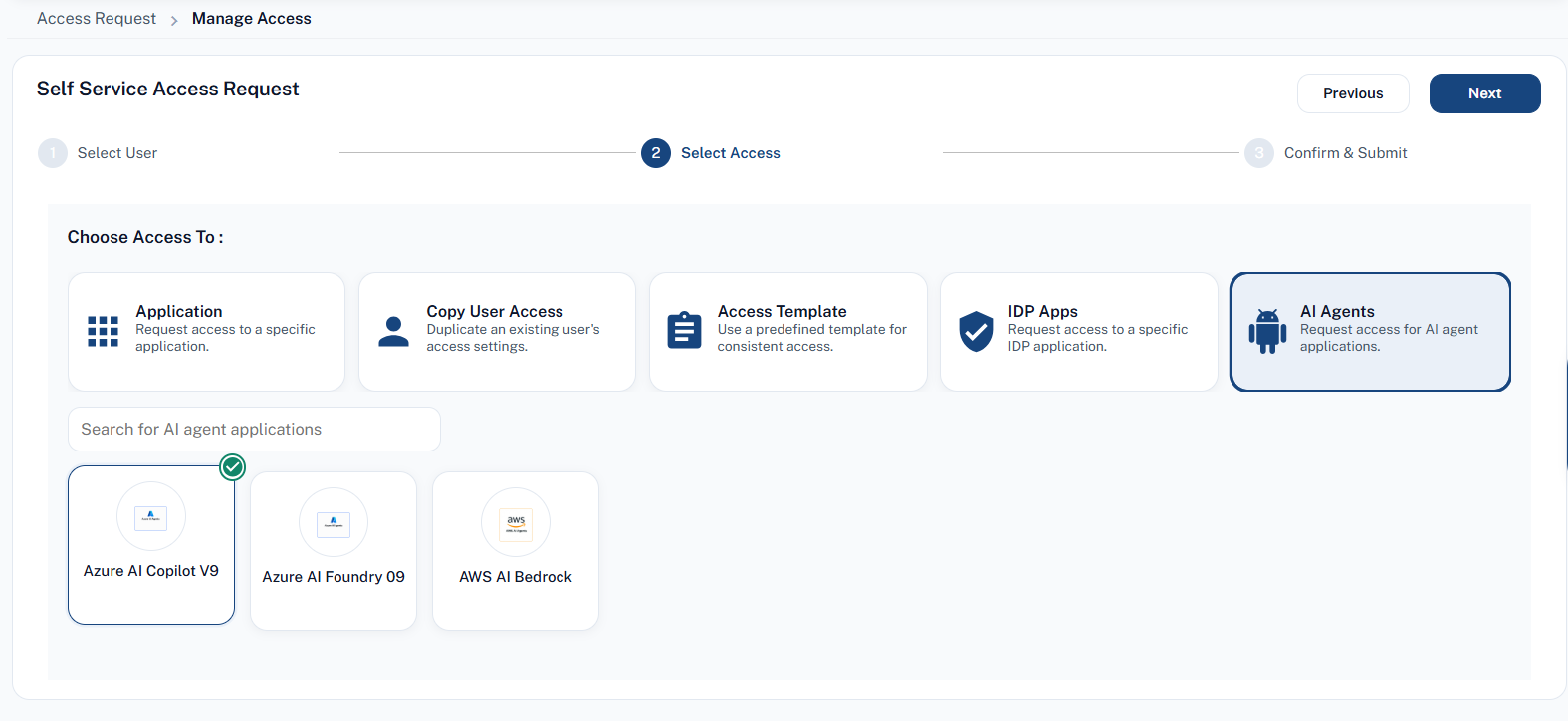 Self-Service Access Request - AI Agents Category